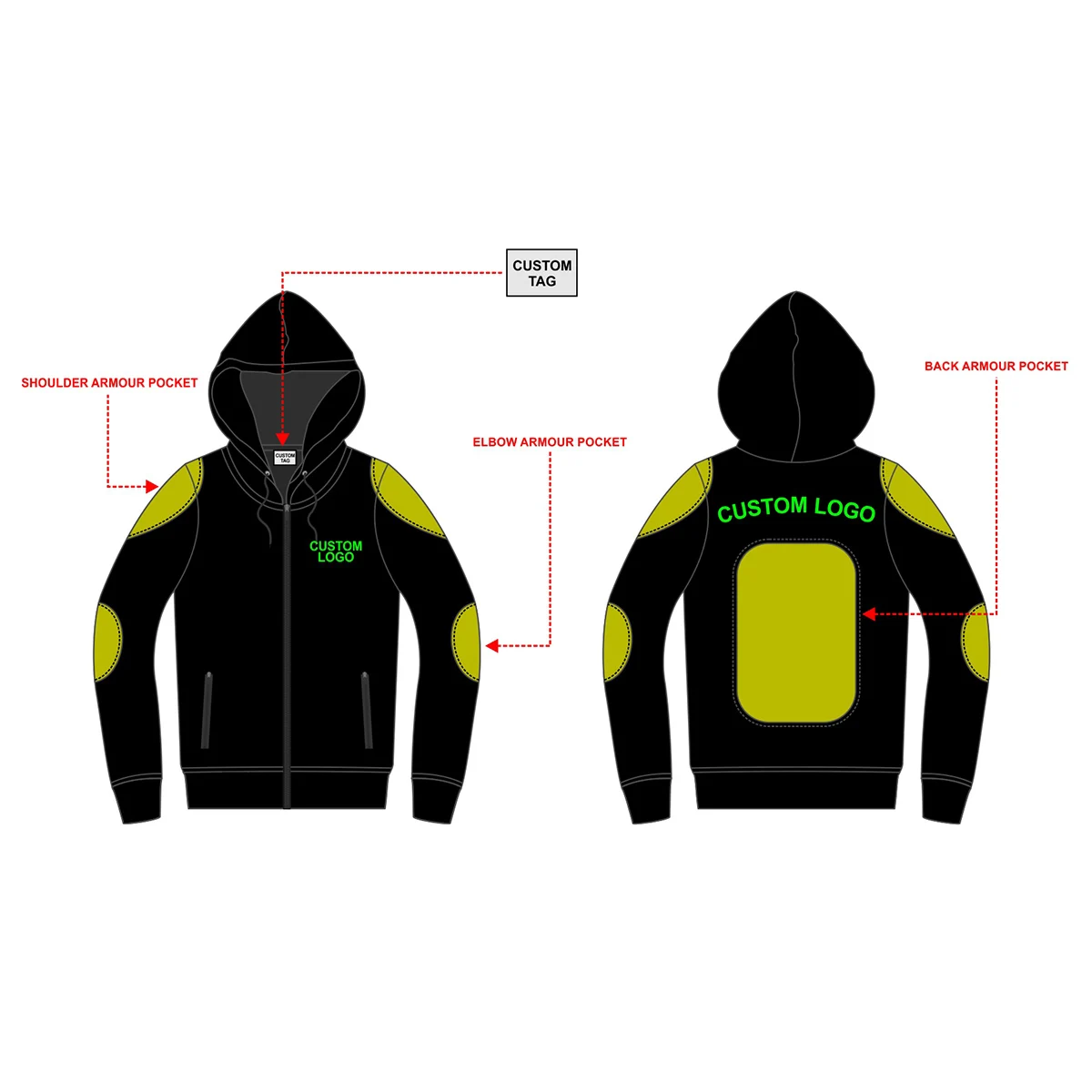 3layer Multi Functional Protective Motorcycle Hoodie With Branded