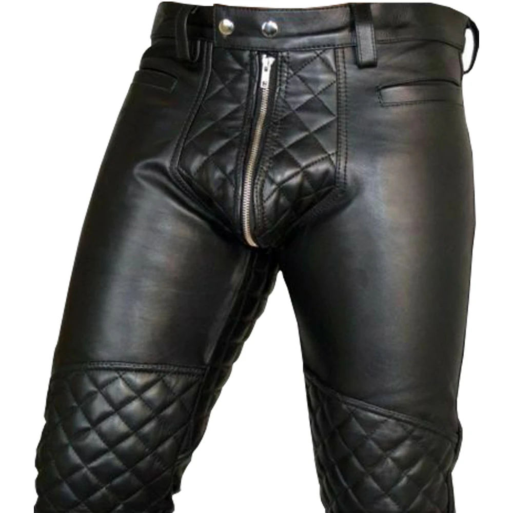 Men's Genuine High Quality Leather Pants hotsell Bluff Gay New Design & Leather Laces Motorbike Style Pants Jeans Trousers