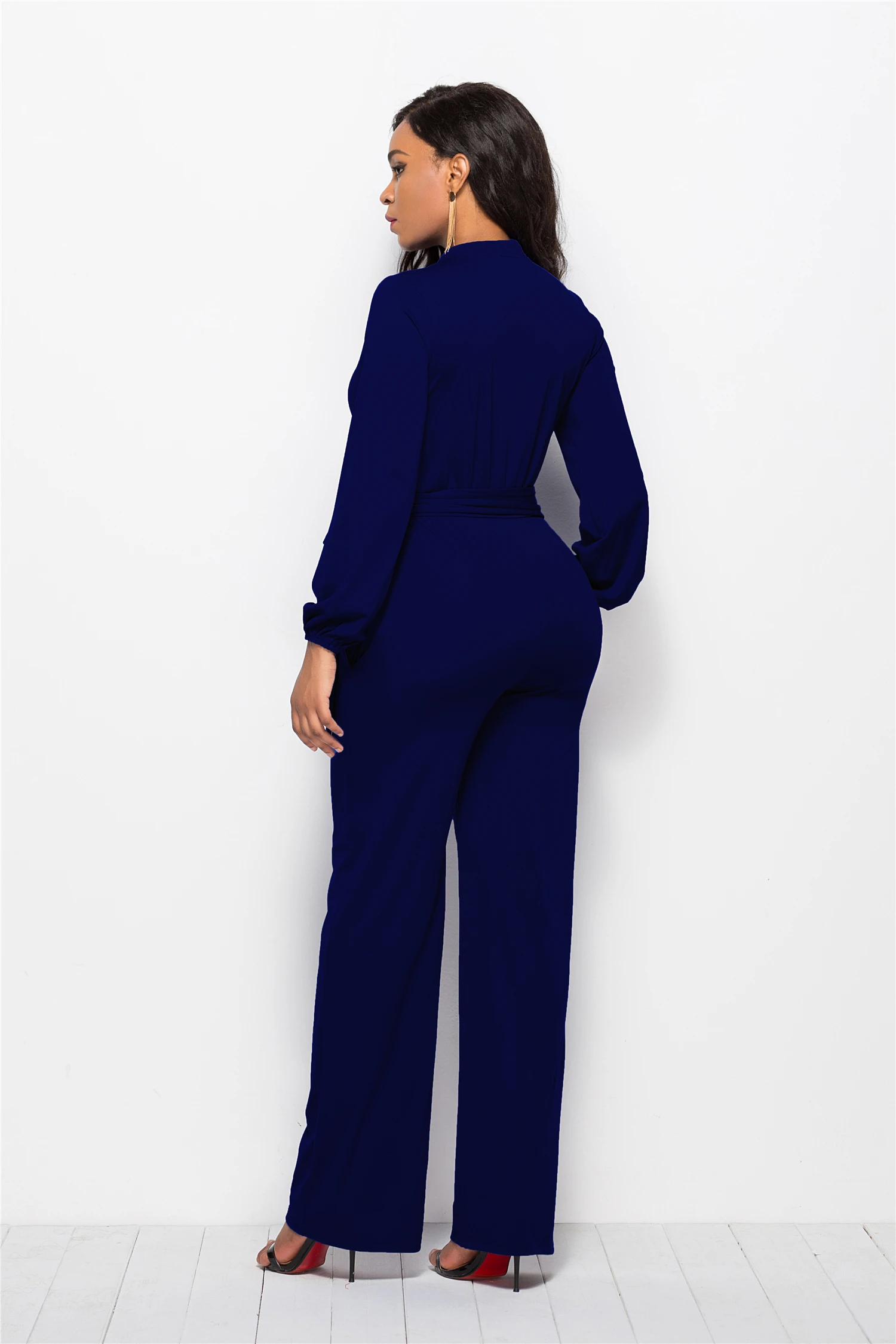 China Guangdong Classic celana jumpsuit custom bodycon jumpsuit sexy women romper tie front jumpsuit