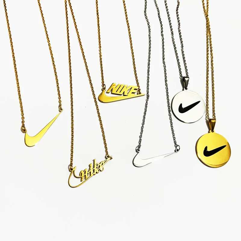 

In Stock stainless steel Custom Urban street style Swoosh Chain Necklace hiphop jewelry Tick Check Swoosh Pendant Necklace