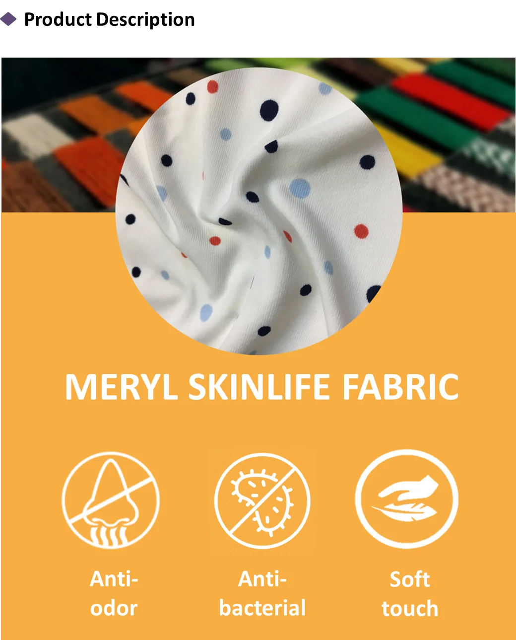 Multi Color Polka Dot Print Meryl Skinlife Antibacterial Nylon Fabric