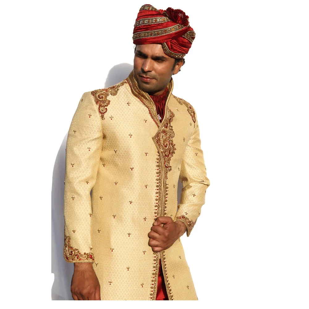 
Kedia And Highneck Style Indian Wedding Gold Sherwani For Men The Expertise Of Dedicated Designers 
