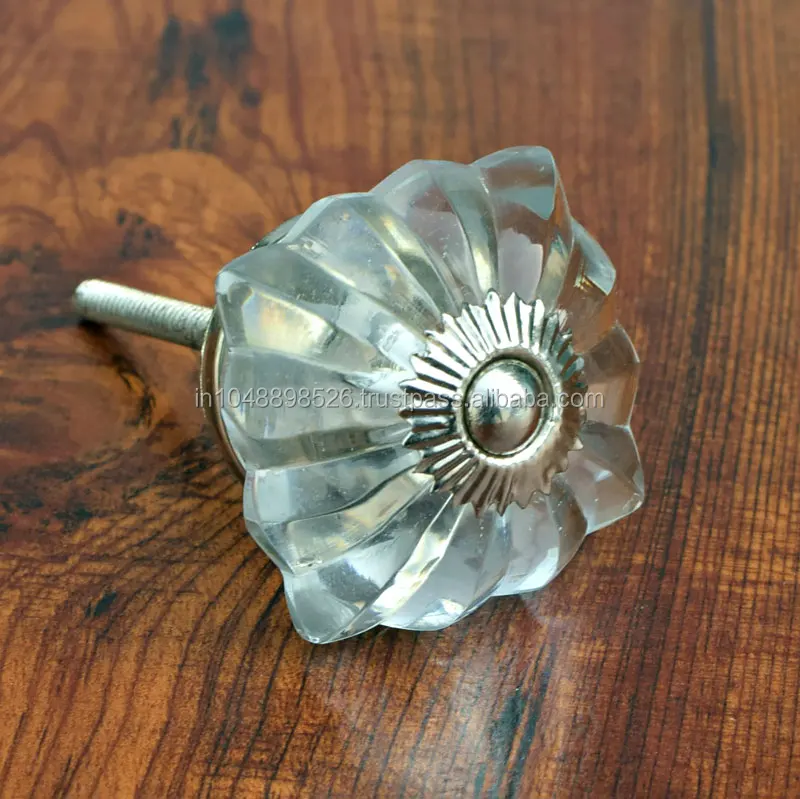 Blue Glass Drawer Knobs Classic Design Decorative Crystal Glass