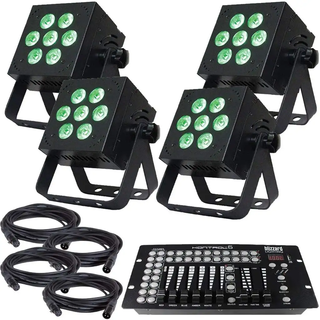 FAST SELLING 2020 BEST BRAND Blizzard HotBox 5 RGBAW LED Wash Light 4-Pack System with DMX Controller