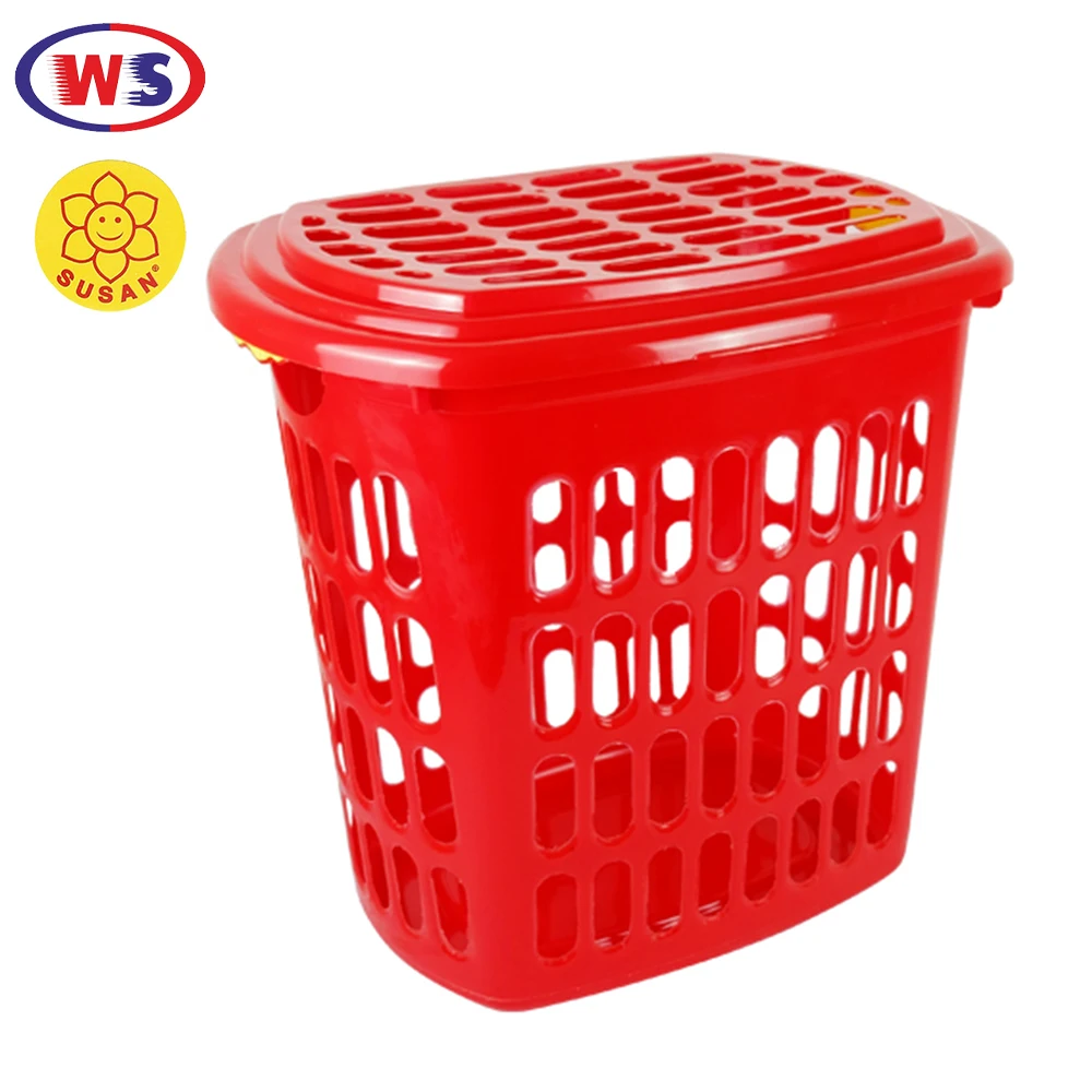 Standing Oval Design Plastic Laundry Basket With Lid Buy Plastic