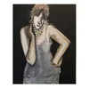 A028 - Beaded necklace oil painting artwork