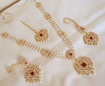 Kundan Bridal Necklace Set With Pearl 
