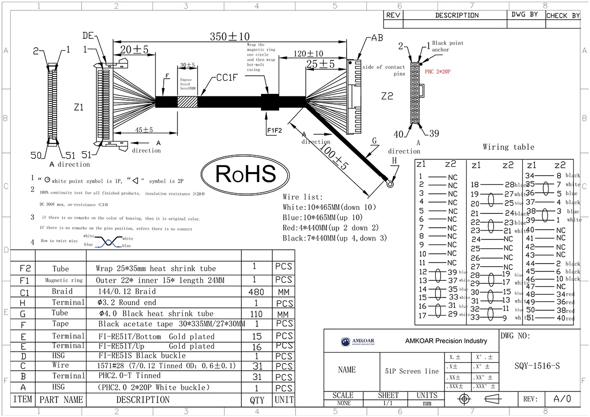 51 pin lvds cable for touch screen - ANKUX.COM