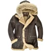 Cl-502 Mens Real B7 Flight Aviator Leather Coat Shearling skin Hooded Warm filling winter Jacket