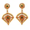 18k Yellow Gold Natural Emerald Gemstone Ethnic Dangle Handmade Women's Wedding Gift Fine Jewelry Earrings Wholesale Suppliers