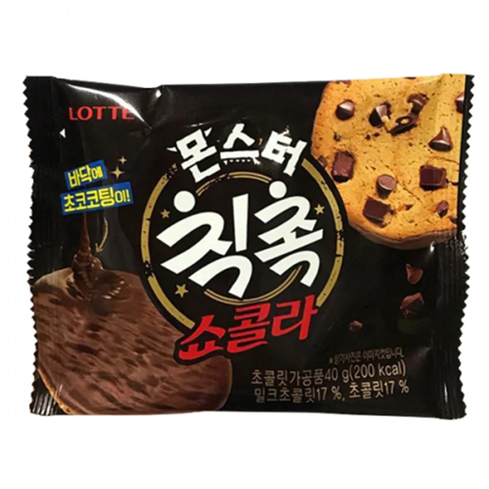 
Lotte Monster Chickchok Chocolat 40gx40ea, Korean instant snack, soft taste sweet bread milk digestive cream choco 