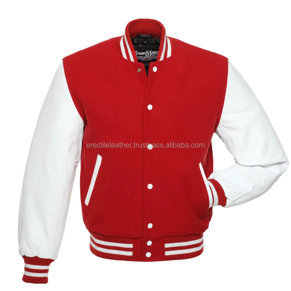 Wholesale Custom Latest Design Mens Varsity Baseball,Red Wool & White ...