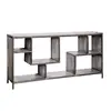 Industrial & vintage iron metal & solid distressed gray lacquered wood cube design book shelf