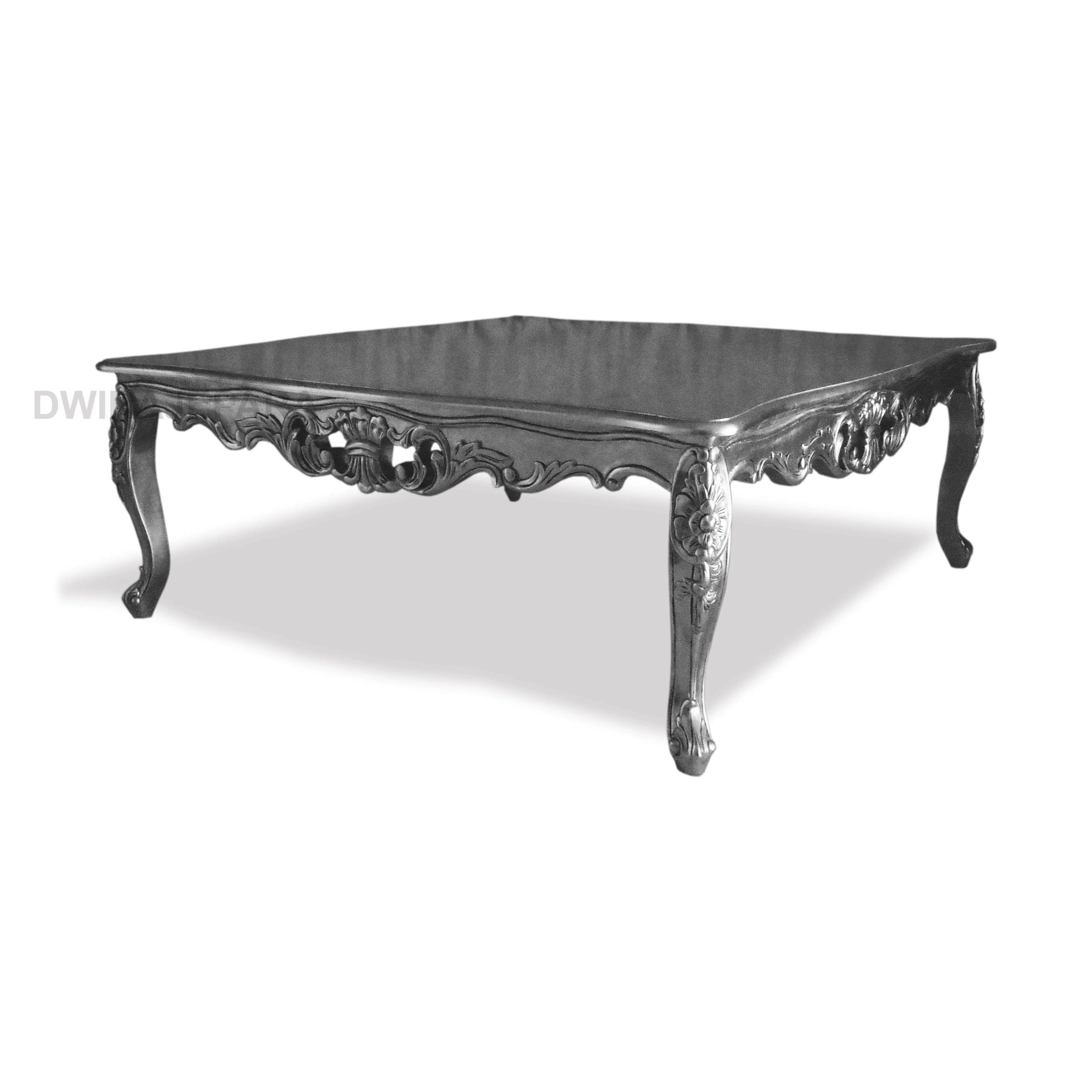 Furniture Classic Wooden Carved Coffee Table Antique Gold Color Italian