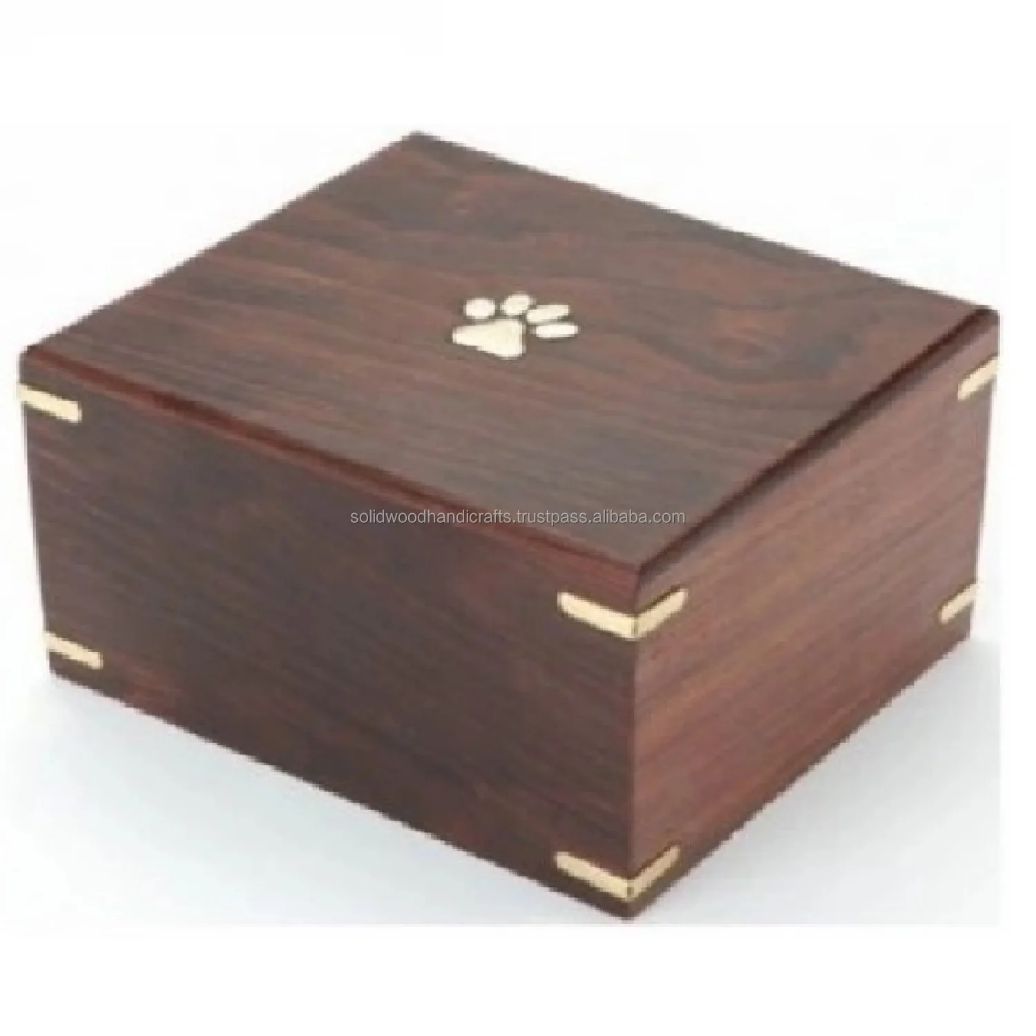 Wooden Handmade Paw Prints Heart Shape Small Pet Cremation Urn Wooden ...