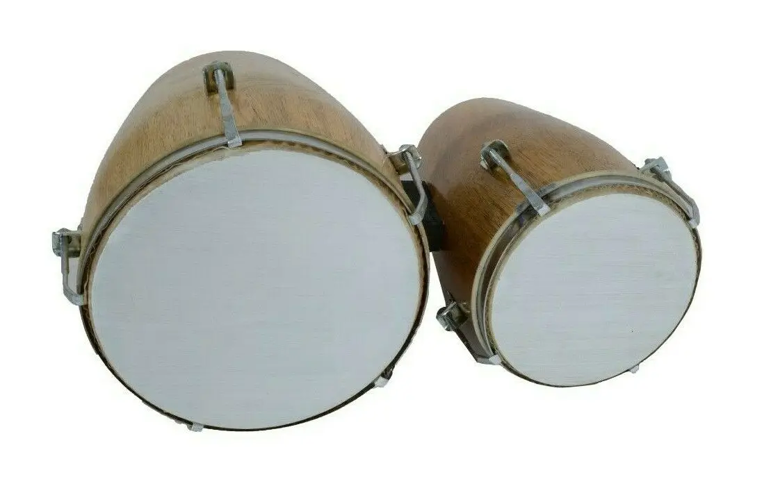 7 inch Size Professional Long Lasting Two Piece Wooden Bongo Drum set Brown 