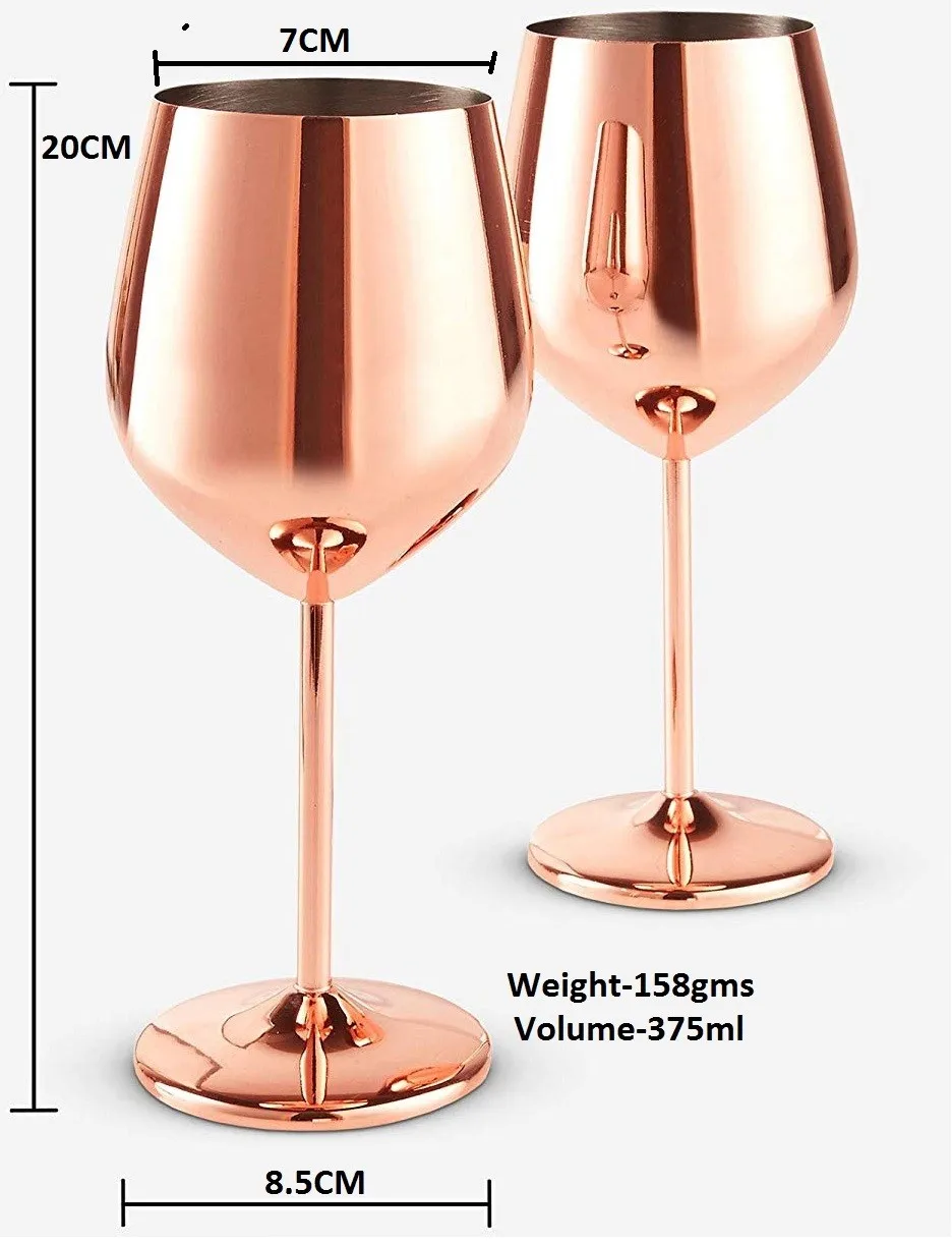 Premium Stainless Steel Rose Gold Metal Drinking Cup Stemmed Goblet