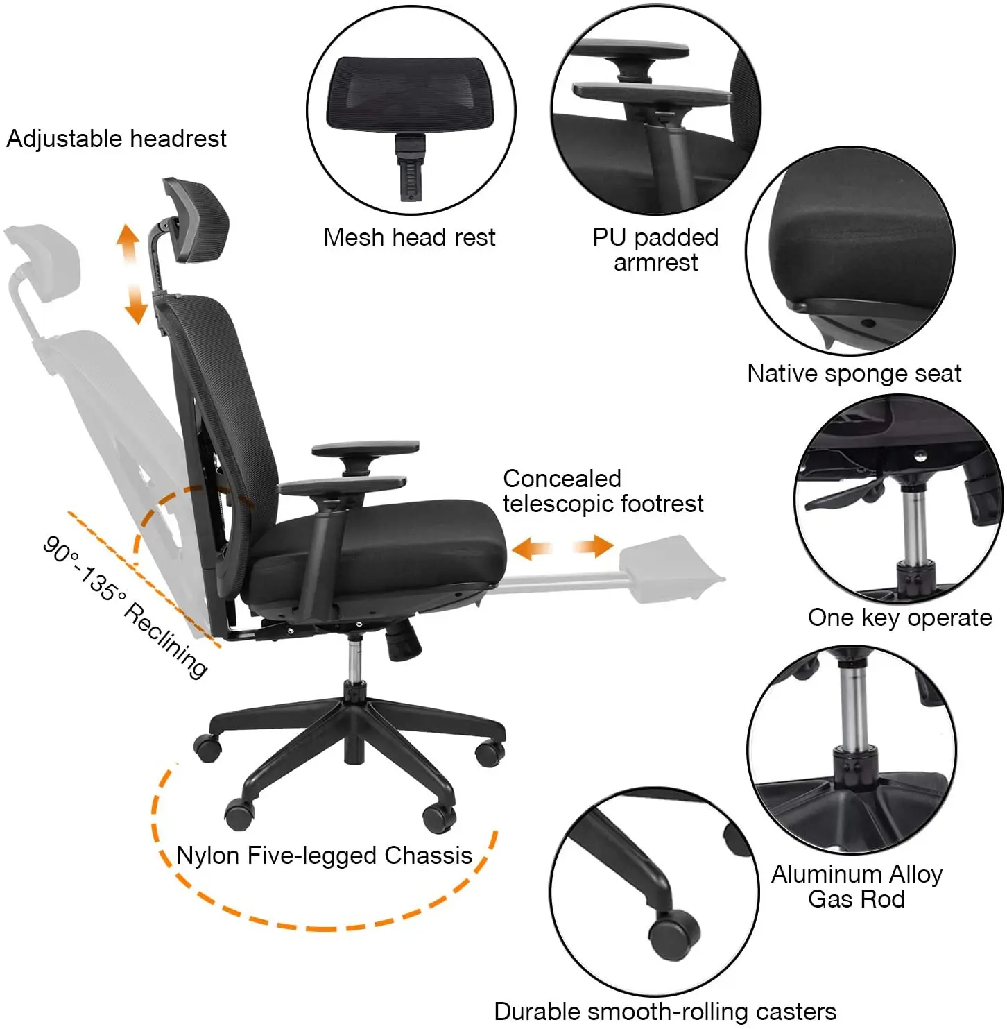 Механизм наклона спинки офисного кресла