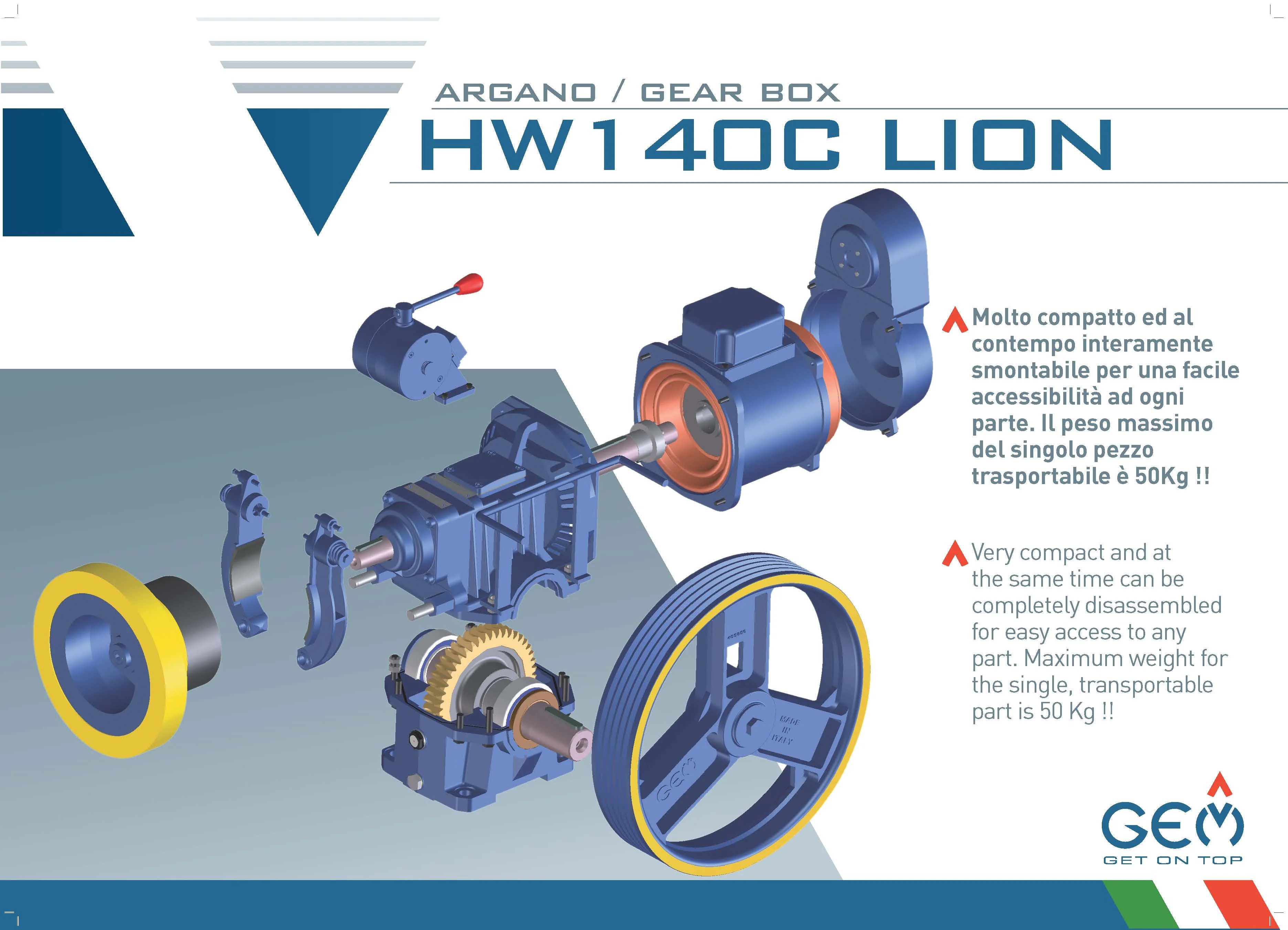 Gearbox For Elevators Hw140c 8.8kw Gem Made In Italy Quality Electric