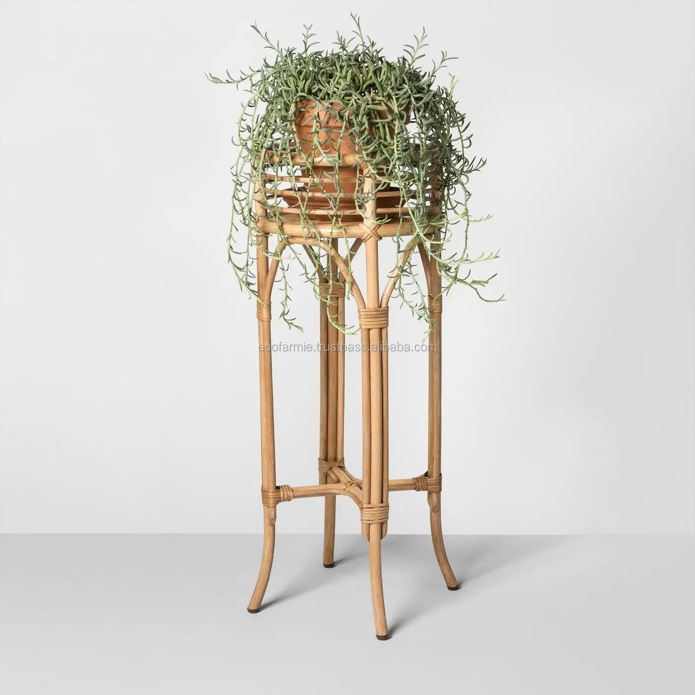 Woven Natural Rattan Cane Plant Stand Natural Modern Style Planter