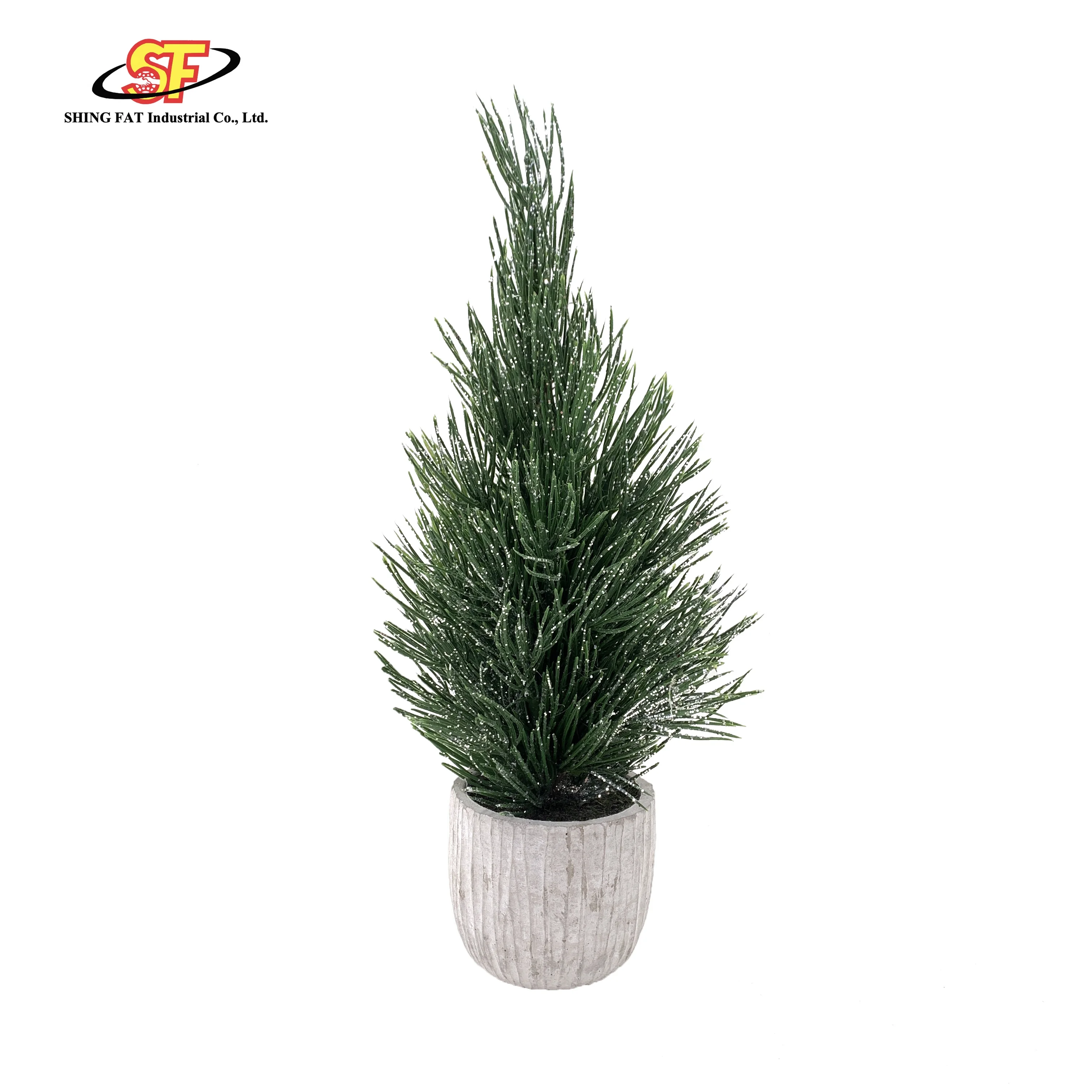 
Hot sale custom made Xmas PE green tabletop indoor artificial pine Mini Christmas tree in cement pot for home decoration 