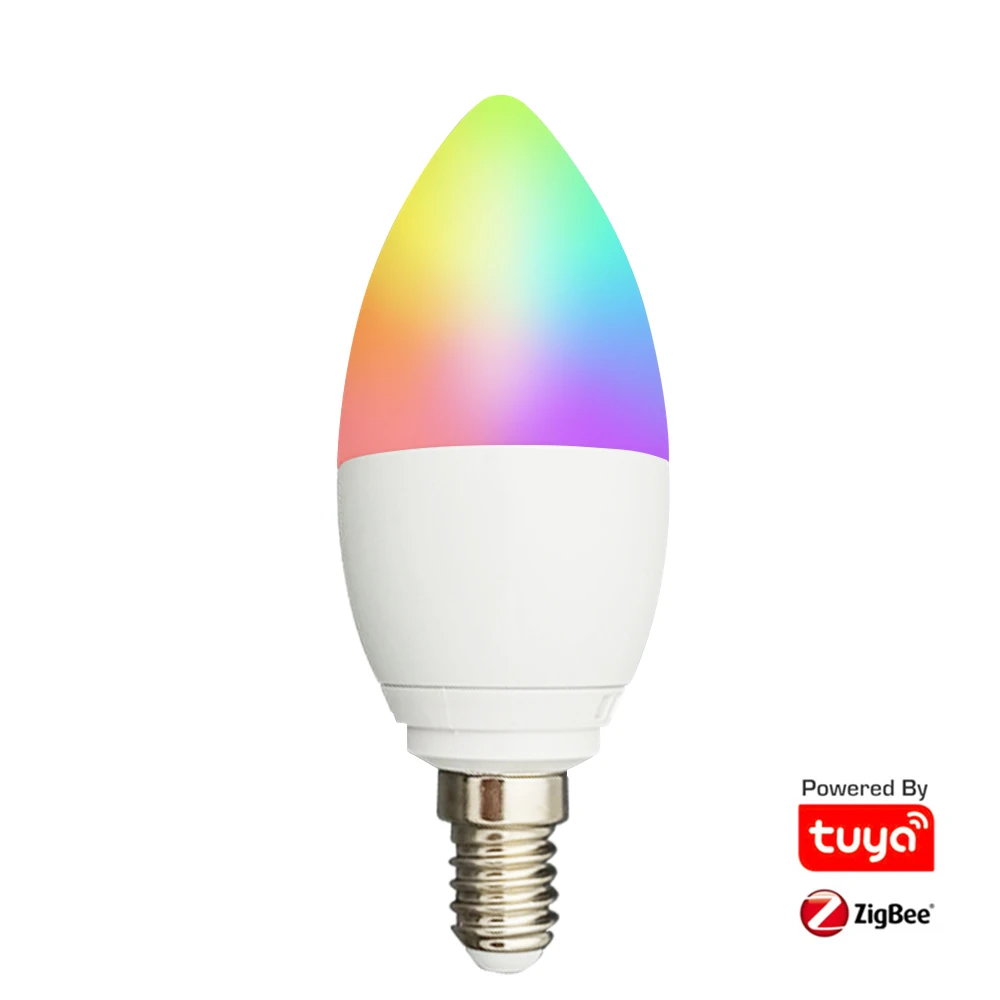 Zemismart Tuya Zigbee 3.0 E14 Smart Candle Bulb 5W Led Light Bulb RGBW Dimmable Bulb Smart Life Alexa Google Home Smartthings