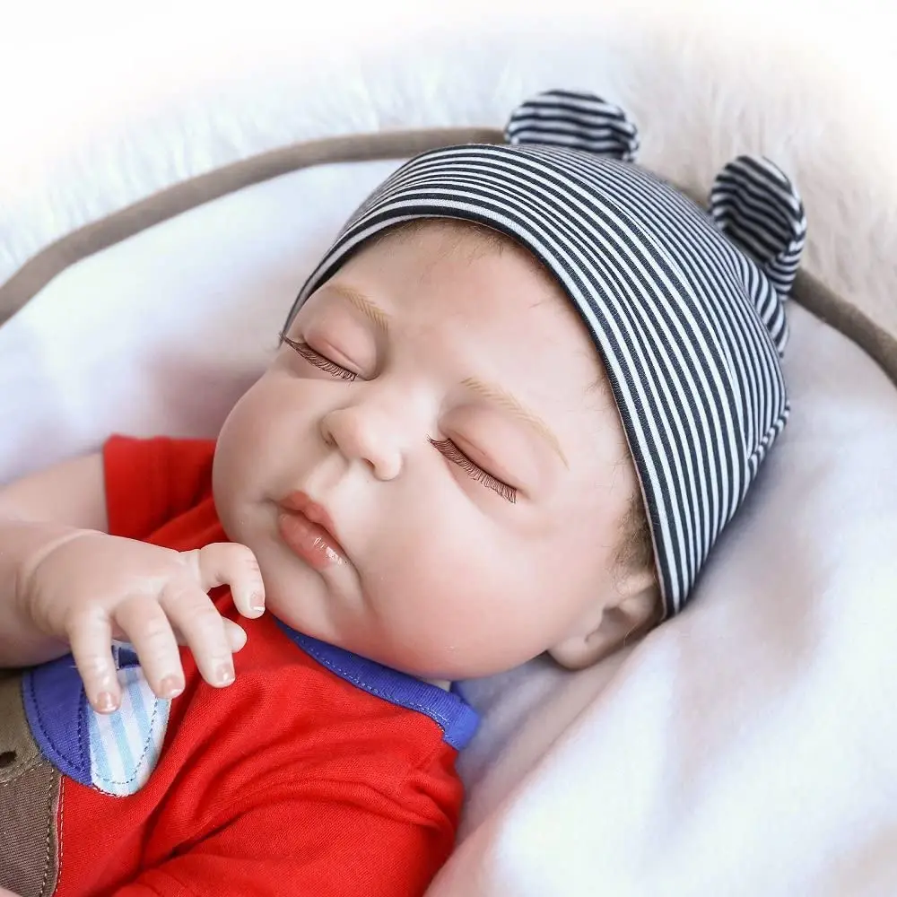 23" Full Body Silicone Boy Doll Reborn Realistic Baby Toy Lovely Sleeping Bebes 
