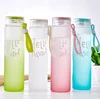 Wholesale 480ml hello master bottle empty custom round silm reusable frosted colourful glass bottles recycle water juice bottle