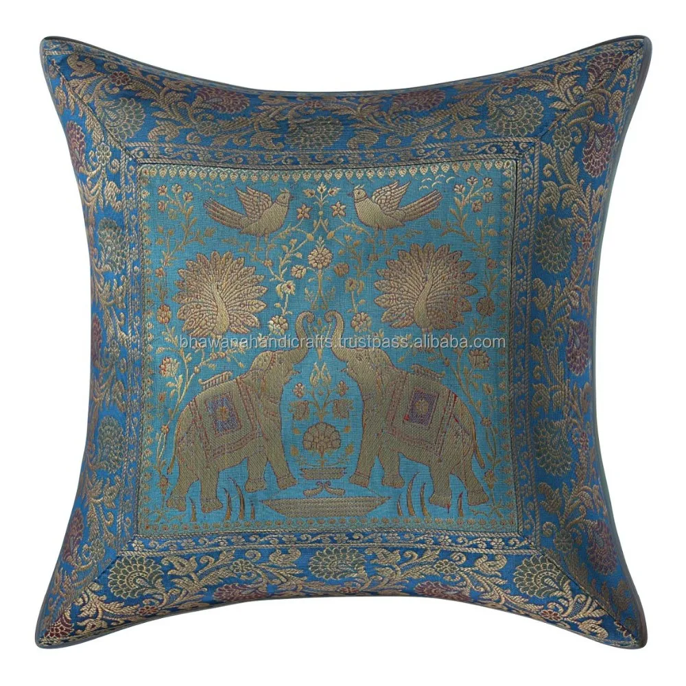 Brocade Elephant Cushion Cover Throw Home Decor Handmade Silk Sofa Pillowcase16" 