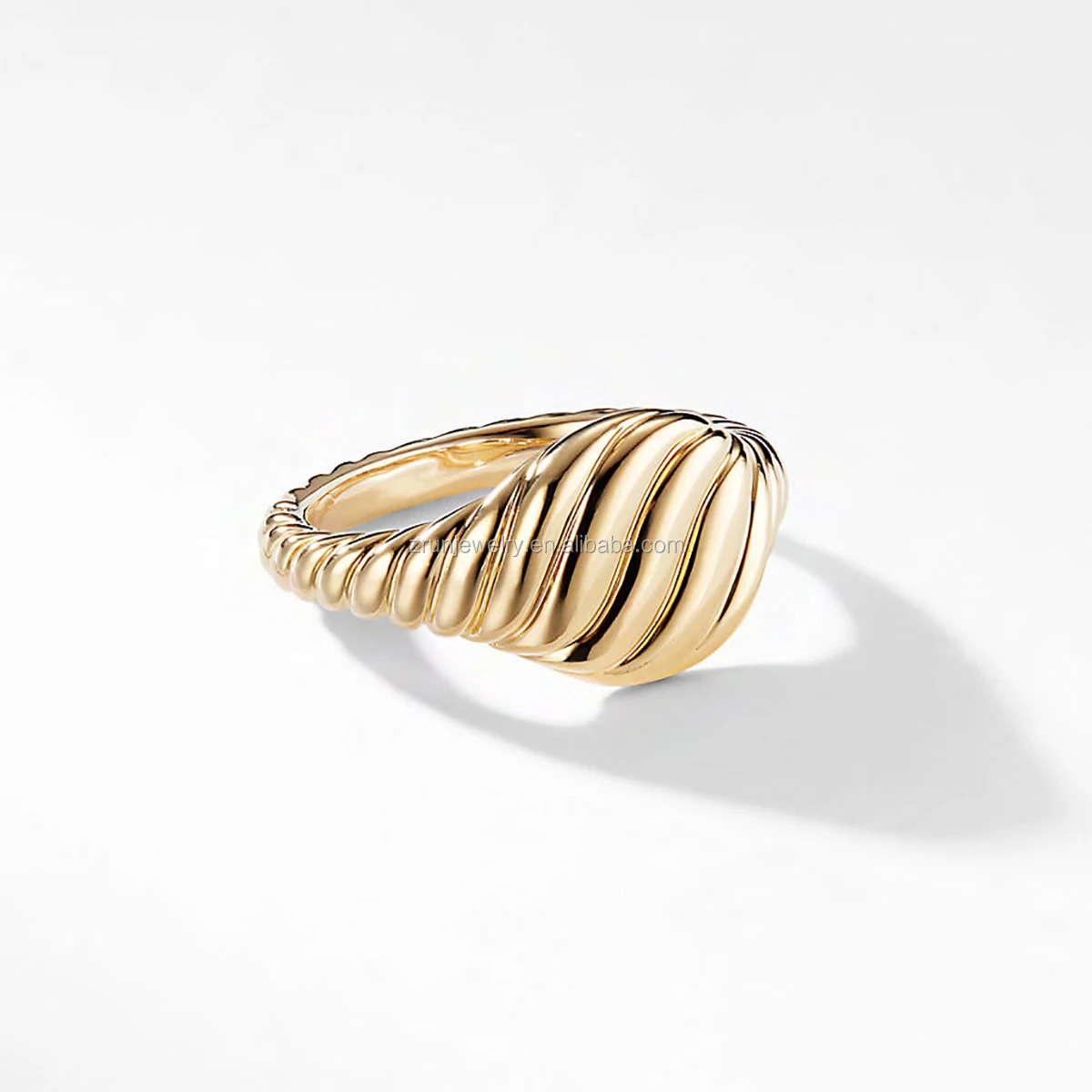 Fashion Jewelry Gold Plated Jewelry Plain Twisted Cable Mini Pinky Ring ...
