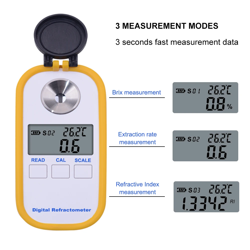 Yieryi 0-30% Brix Coffee Sugar Meter TDS 0-25% Concentration Refractometer Digital Portable Electronic Refractometer