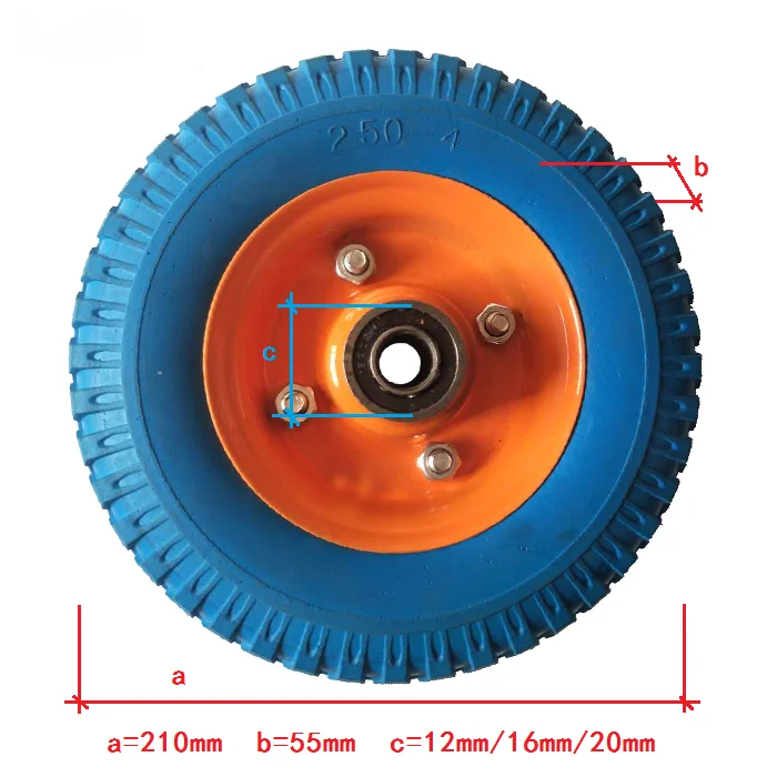 Innovative Endurable Wheels Steel Rubber Colorful Pu Foam Wheel 2.5044 For Wheelbarrows Sealed