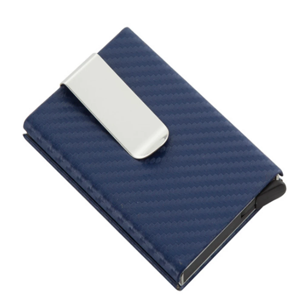 高级豪华风格阻挡修身铝简约卡夹碳纤维pu持卡人钱包钱夹