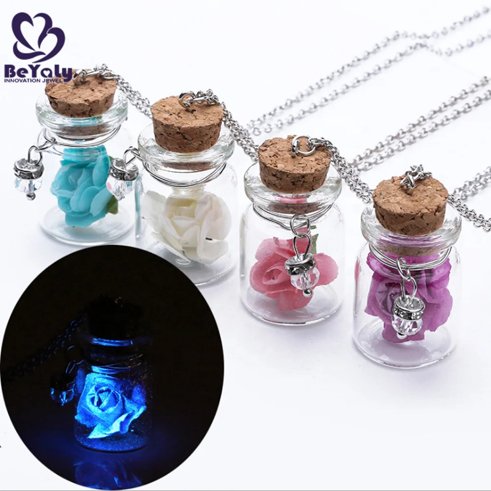 product-Women Custom Glass Bottle Pendant Jewelry Fashion Real Rose Necklace-BEYALY-img