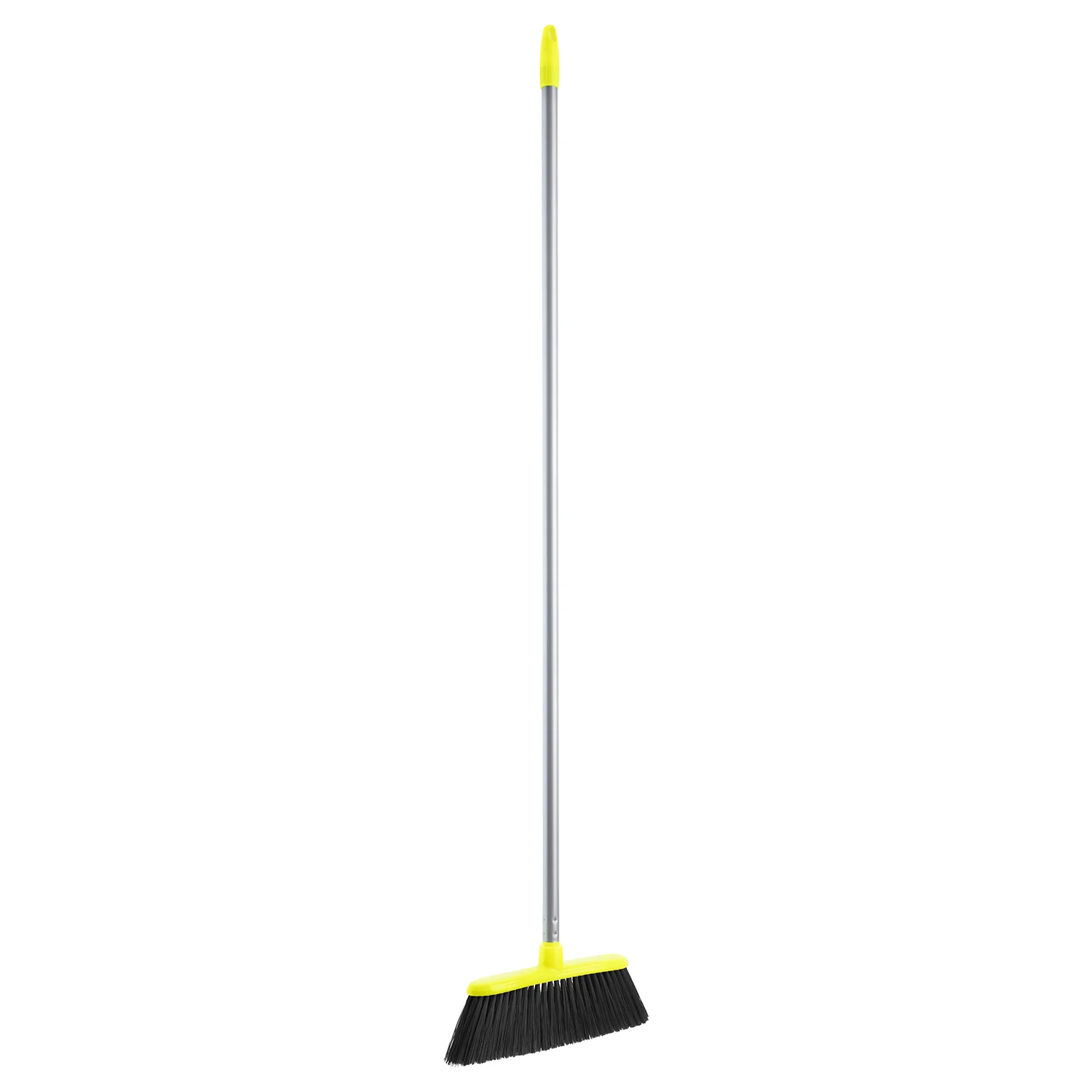 Indoor Fluo Colors Superior Plastic Manual Broom With Metal Stick No Dust Bristles Made In