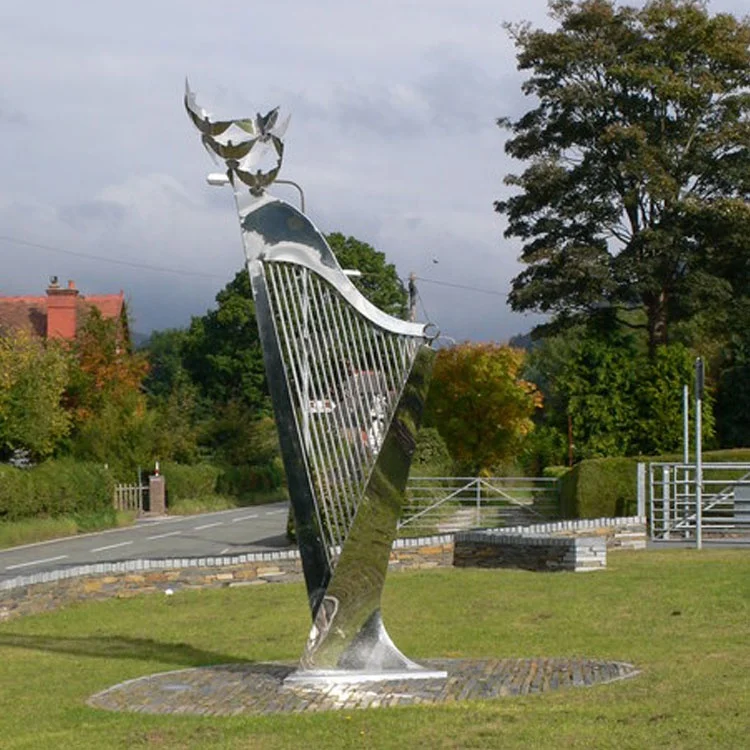 Metalen Rvs Harp Instrument Sculptuur Art Craft Voor Landschap