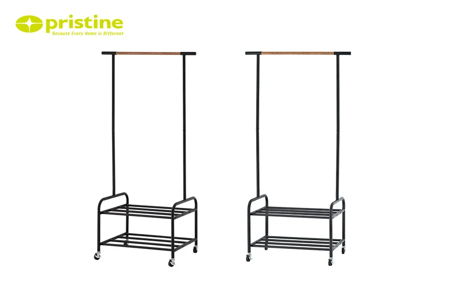 Mit Multi Functional Wooden Clothes Hanger Stand With 2 Shelf Buy