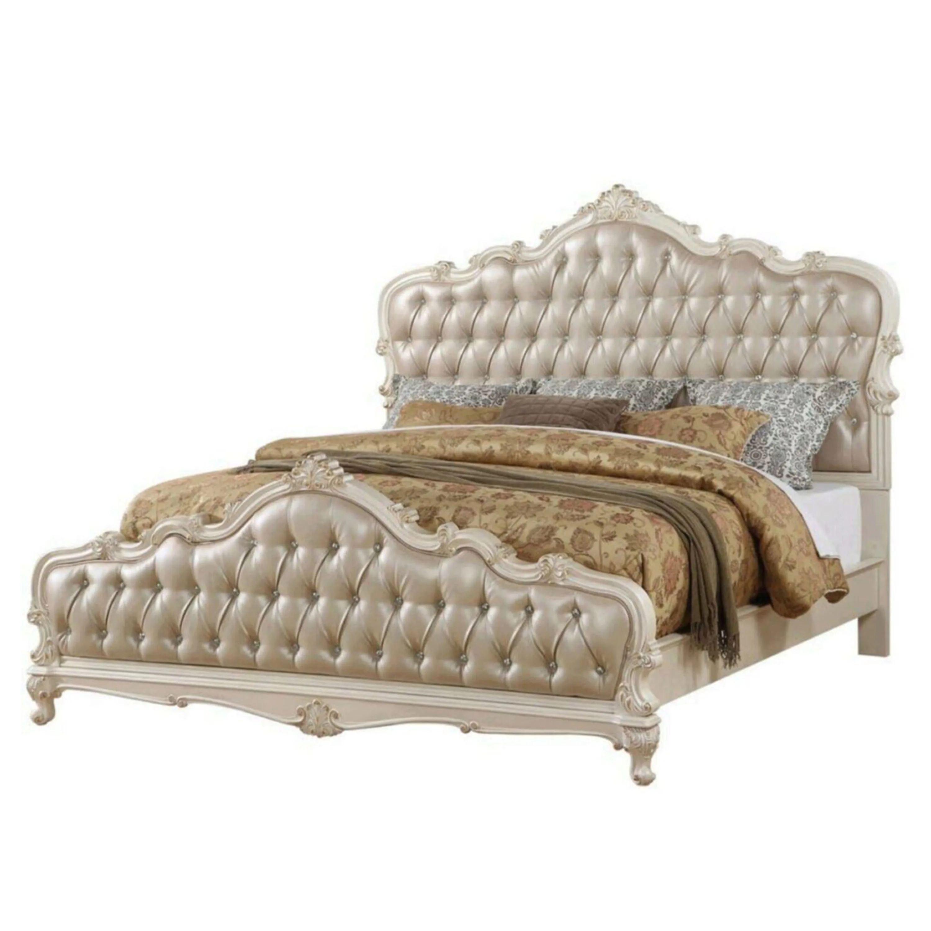 Italian Style Bed Bedroom Set Furniture Carved Wood Design Royal ...