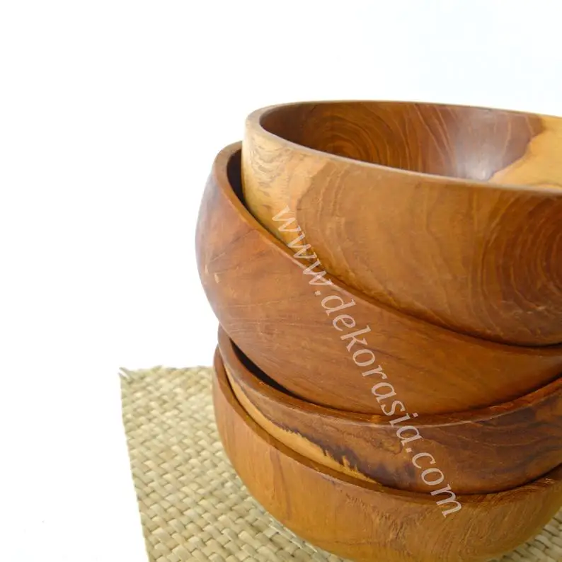 Teak Wood Round Bowl Dish Serving Dessert Diameter 5.7 Inches