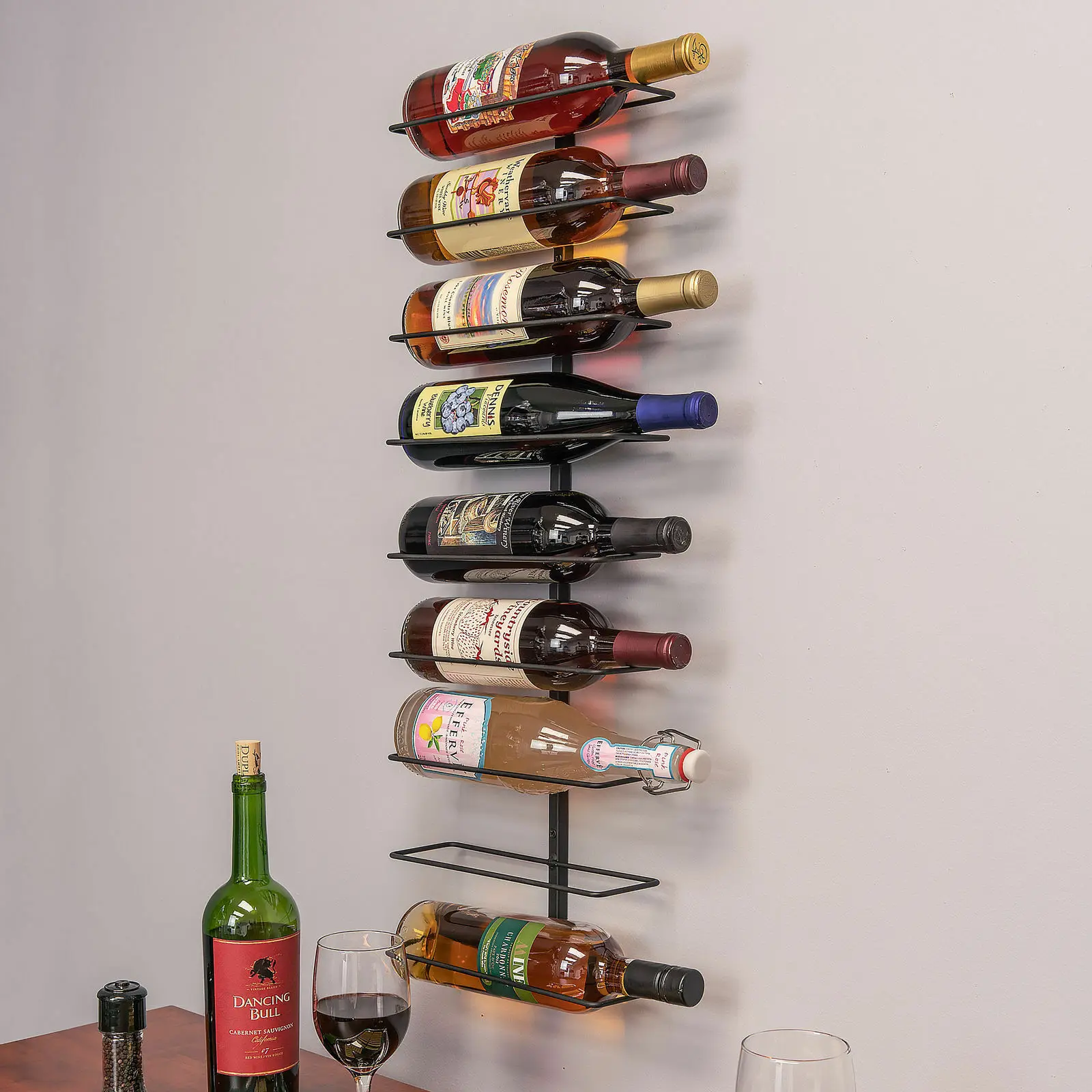 Soporte de Metal para Vino montado en la Pared botellero de Vino para decoración de la Pared de la Barra de la Cocina del hogar Organizador de botellero Colgante Plegable para 2 Botellas de Licor 