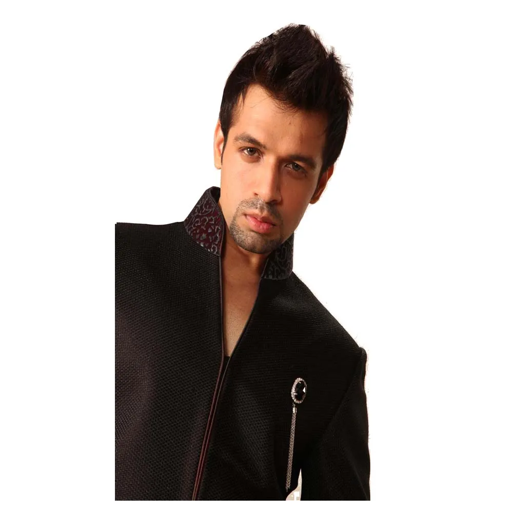 
Saris And Things Classy Black Indo western Sherwani For Men Indian Wedding Attire For Men 