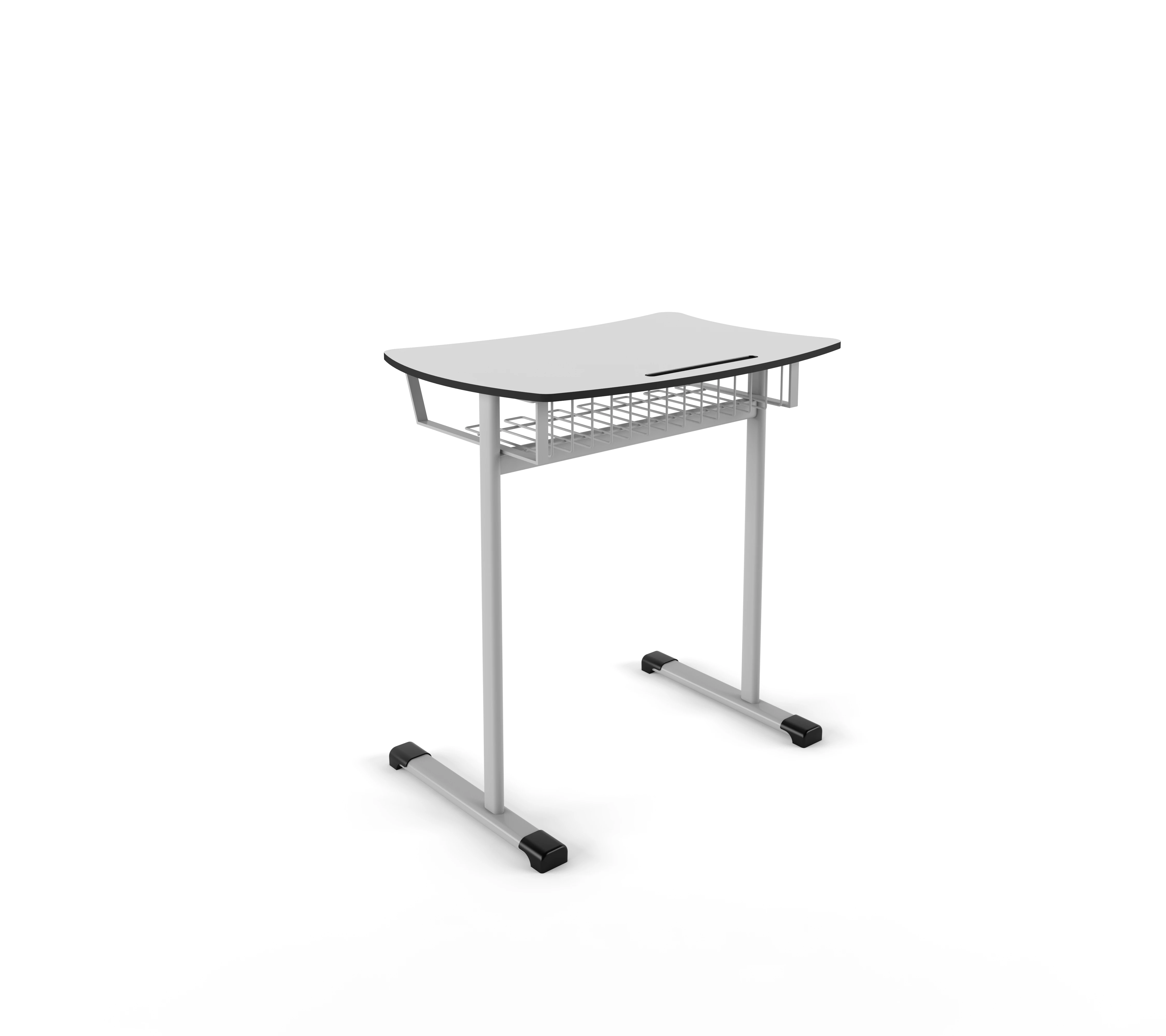 Single Student Desk Furniture From Compact Laminated And Metal Legs With