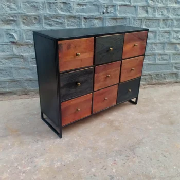 Trench Chest Of Drawers Cabinet Industrial Iron Wooden Chest Of