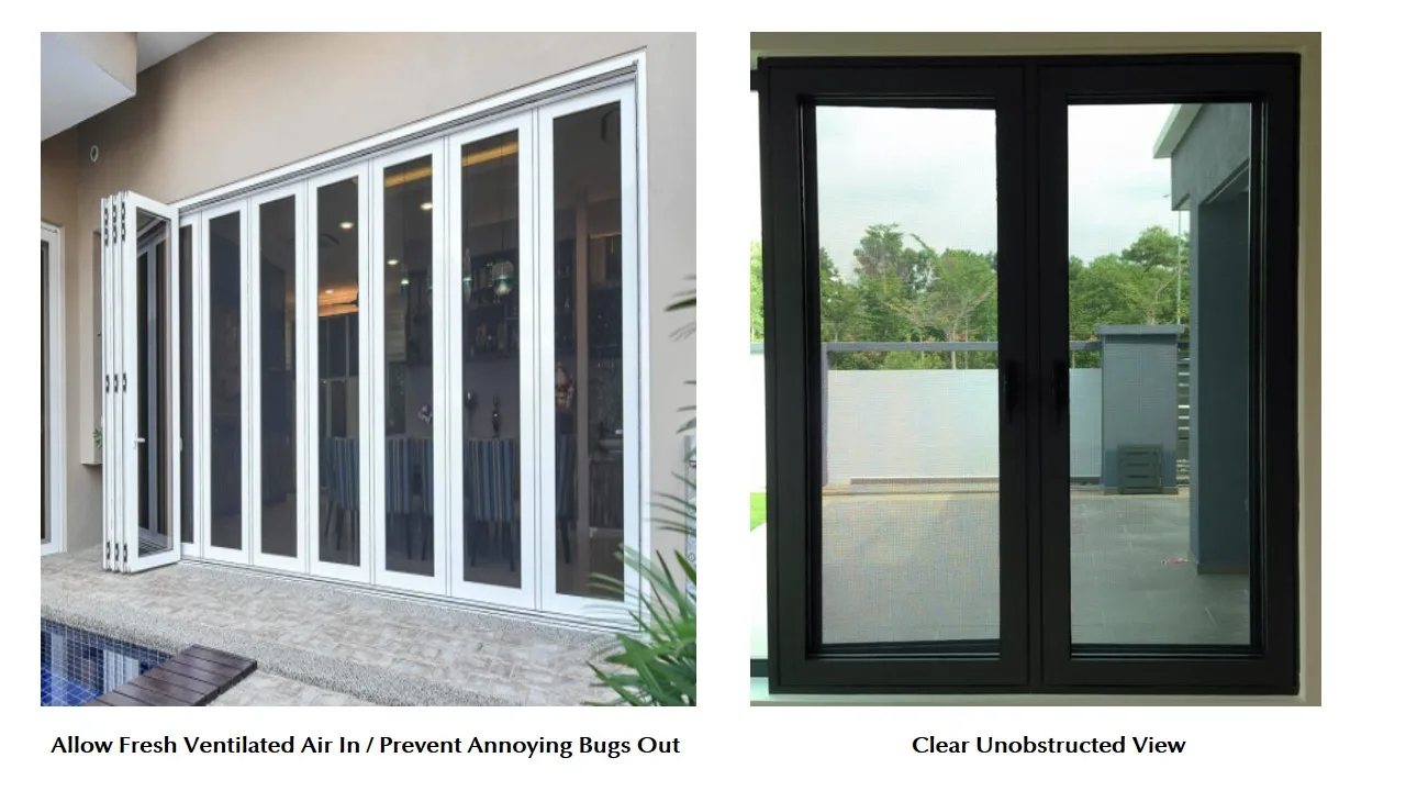 Aluminium Frame Stainless Steel Wire Mesh Door 2.4mm With Clear Vision