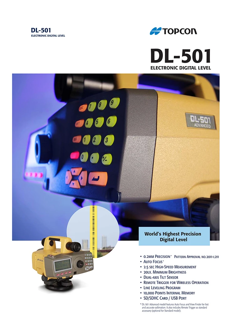 Topcon Laser Level Sensor Electroonic Digital Level DL501, View level