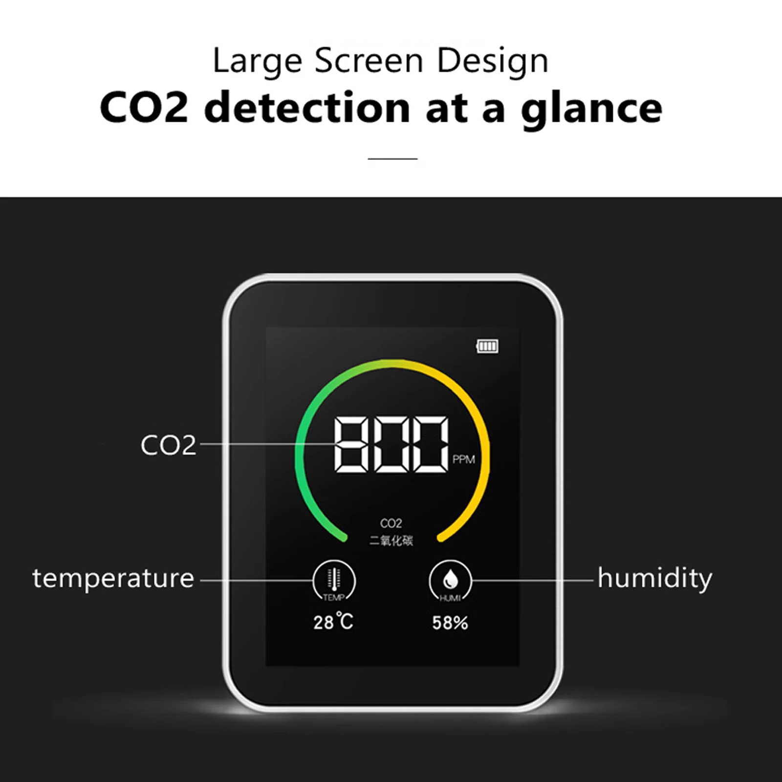 Carbon Dioxide CO2 Detector Gas Concentration Content Color Screen TFT Intelligent Air Tester Air Quality Analyzer  E13258W