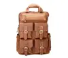 Vintage Genuine Cowhide Leather Men Backpack Lots Pockets Large Capacity Causal Backpack Travel Bags For Male Man Bag