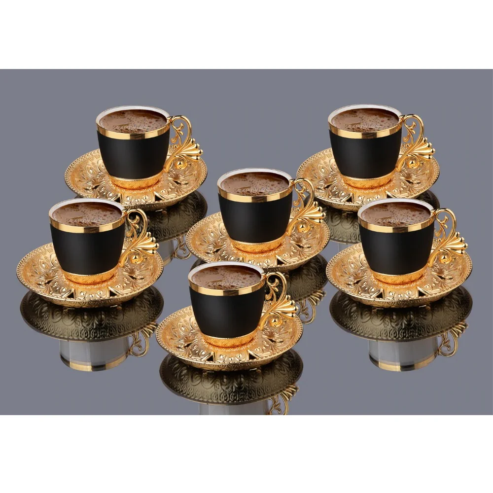 Turkish Coffee Cups Sets Of 6 Ottoman Anatolian Greek Arabic Tea Set Copper Espresso Mugs 0706