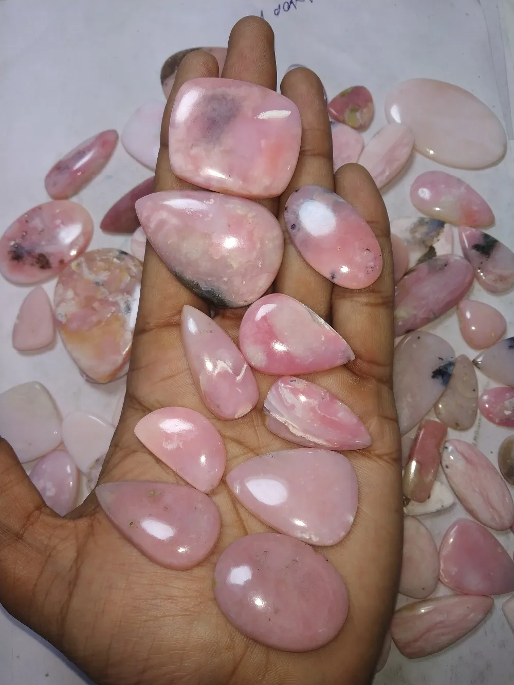 天然优质粉红蛋白石免费尺寸凸圆宝石顶级宝石