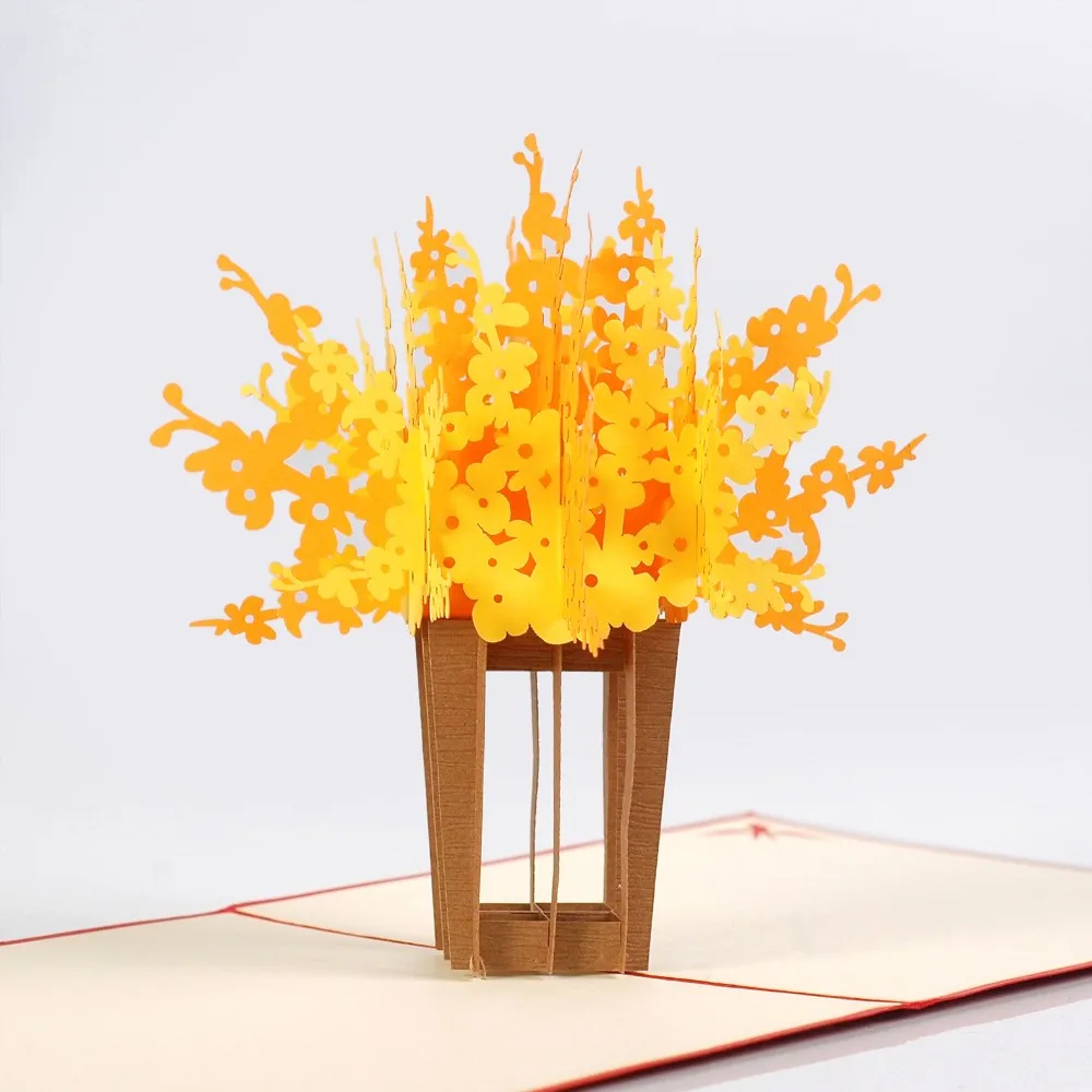 自定义 3d 弹出菊花 3d 手工贺卡纸花立体卡片 thank you pop up 卡